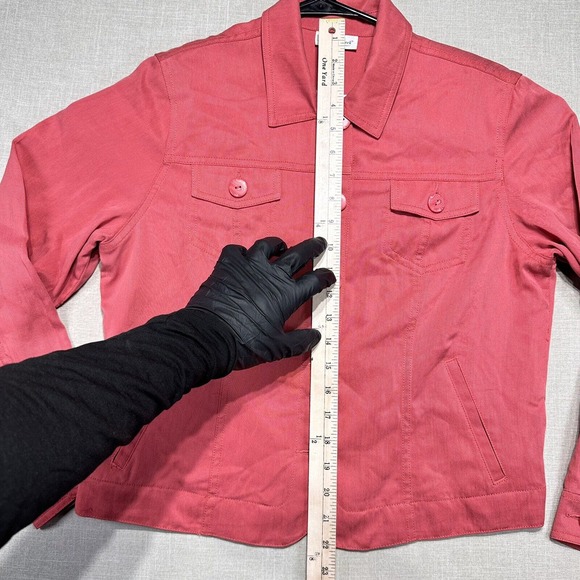 Coldwater Creek Shacket Jacket Shirt Womens PS Pink Pockets Button Long Sleeves - Picture 6 of 9